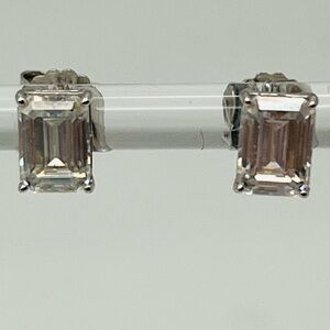 2.5ctw,Moissanite, D-Color,rectangular Emerald-cut stud earrings.VVSI,Brand new